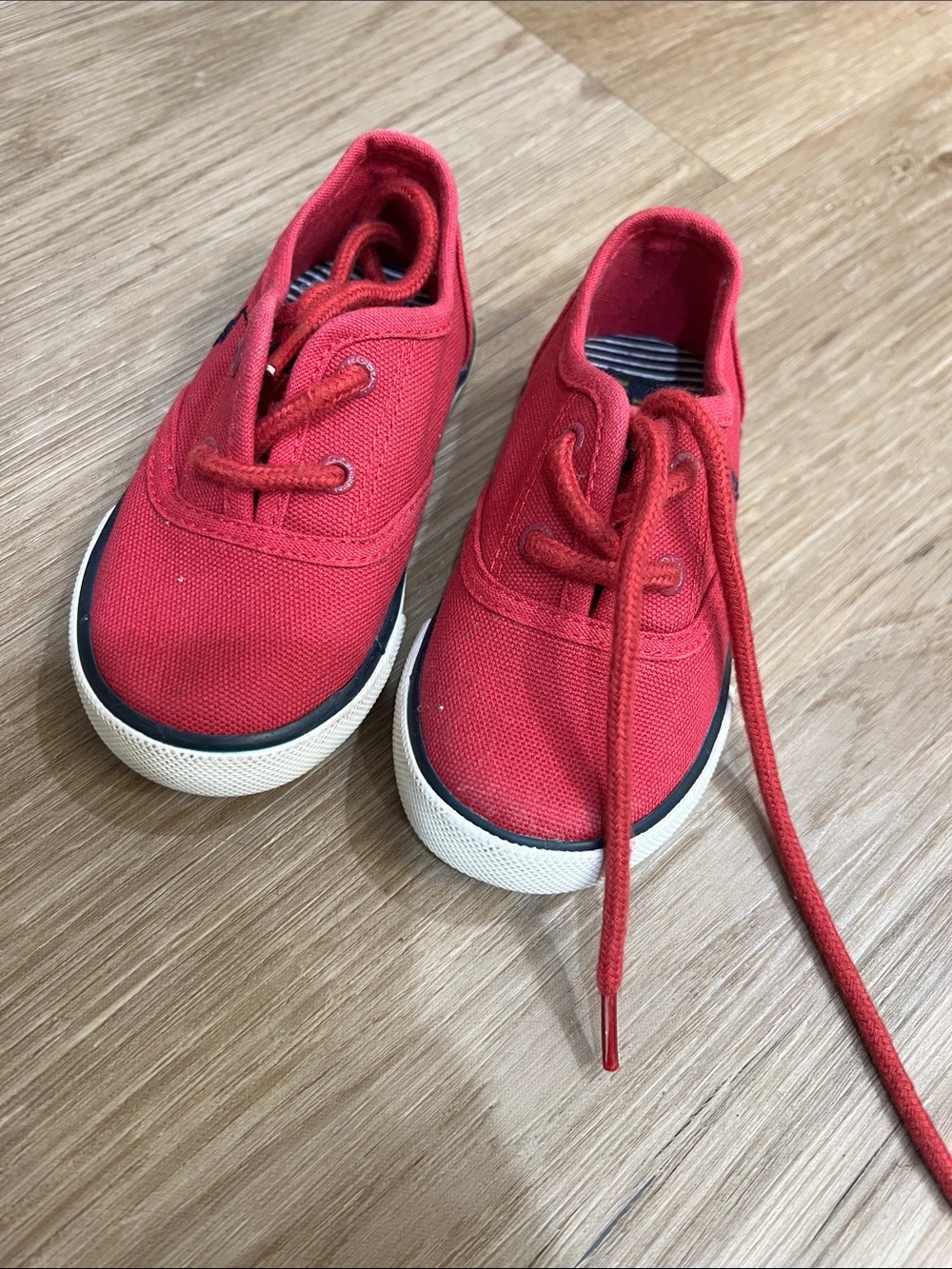 Polo by Ralph Lauren Red Canvas Kids Lace-Up Sneakers